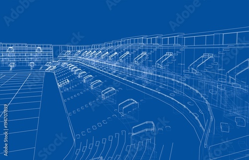 Soccer Stadium or Football Arena Concept. Vector