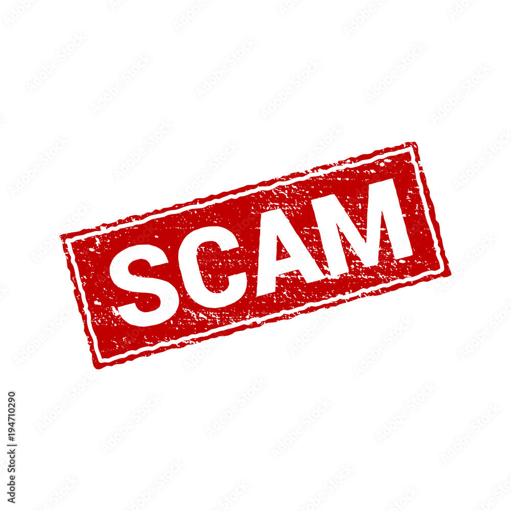 Scam grunge red stamp. Scam square sign label isolated Scam grunge red stamp. Scam square sign label isolated