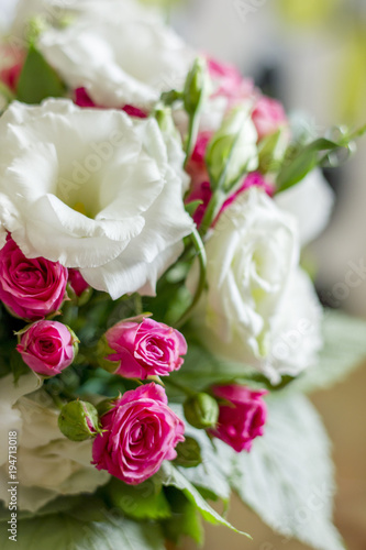 wedding bouquet from pink and white roses