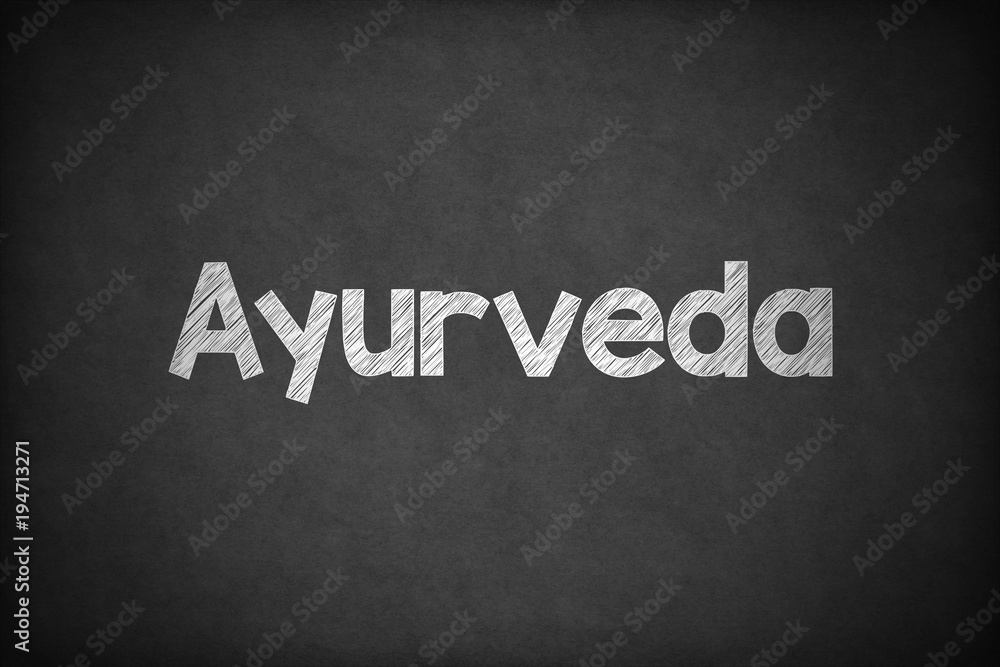 Obraz premium Ayurveda on Textured Blackboard.