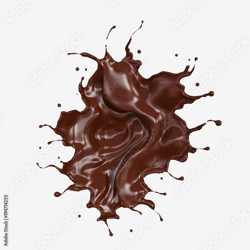 chocolate splash and pouring,isolated on white background, Include clipping path.