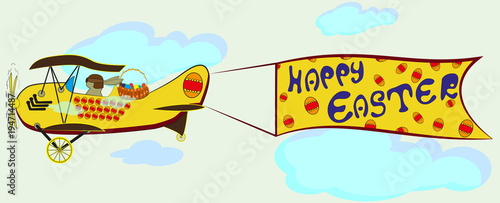 The Easter bunny flies by plane