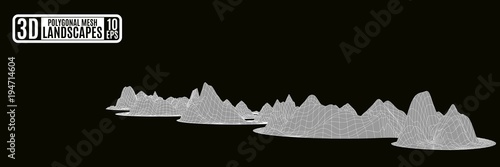 gray polygonal mountains snake on a black background