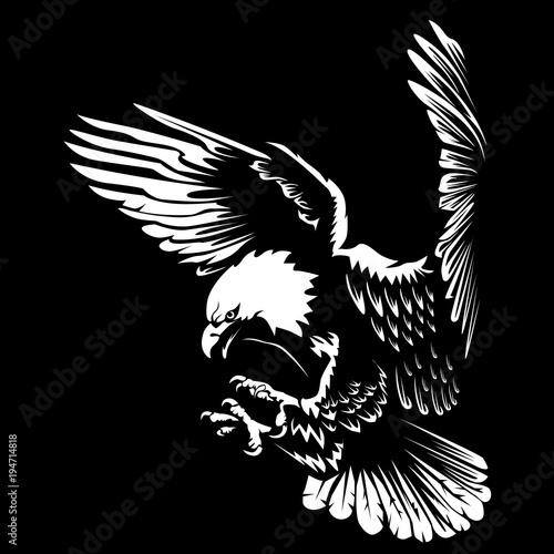 Eagle emblem isolated on black