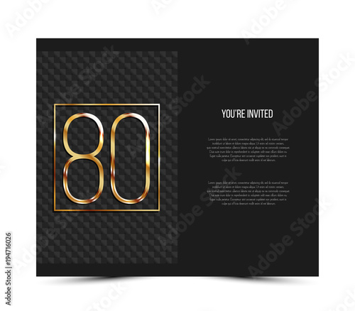 80th anniversary decorated invitation card template.