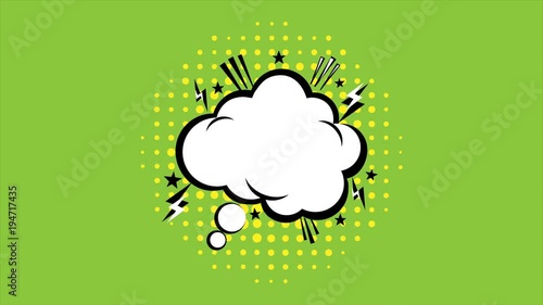 Pop art text bubble with green background animation with optional luma matte. Alpha Luma Matte included. 4k video