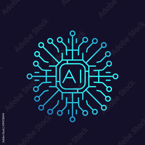 Artificial intelligence, AI vector icon