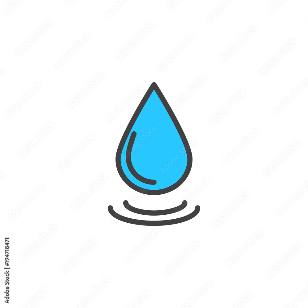 Water drop filled outline icon, line vector sign, linear colorful pictogram isolated on white. Droplet symbol, logo illustration. Pixel perfect vector graphics Water drop filled outline icon, line vector sign, linear colorful pictogram isolated on white. Droplet symbol, logo illustration. Pixel perfect vector graphics