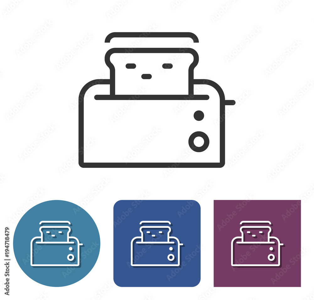 Toaster line icon in different variants Toaster line icon in different variants