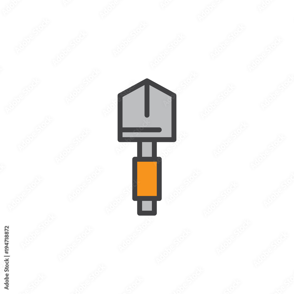 Shovel filled outline icon, line vector sign, linear colorful pictogram isolated on white. Short spade symbol, logo illustration. Pixel perfect vector graphics Shovel filled outline icon, line vector sign, linear colorful pictogram isolated on white. Short spade symbol, logo illustration. Pixel perfect vector graphics