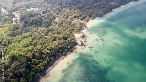 Aerial view of tropical beach on the island