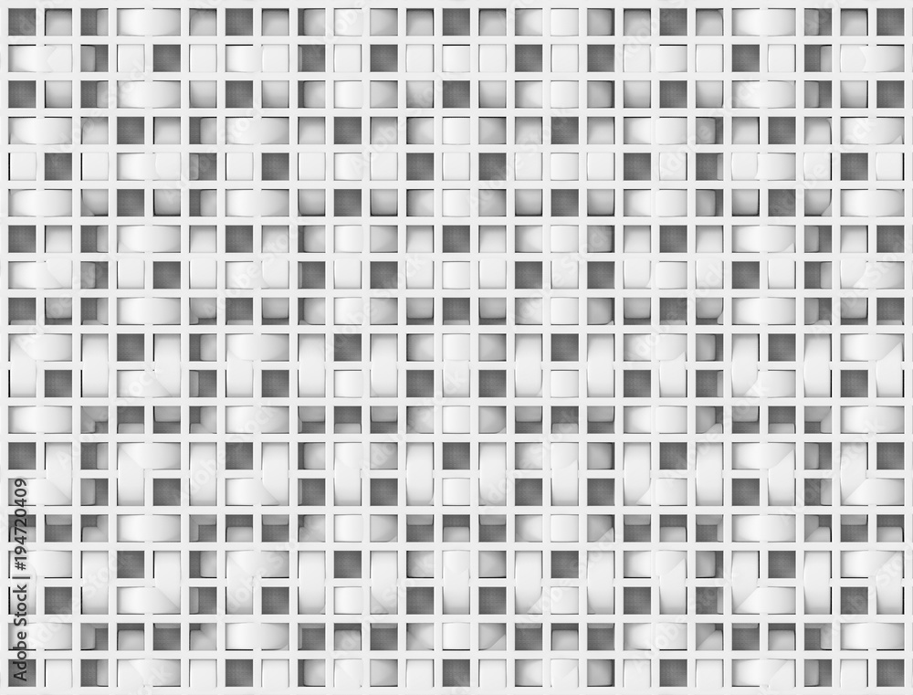 3d rendering. Seamless abstract white square pattern art design decoration wall background. 3d rendering. Seamless abstract white square pattern art design decoration wall background.