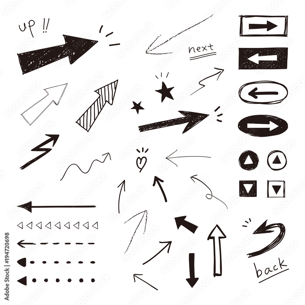 手書き矢印 白黒 / vector eps 手書き矢印 白黒 / vector eps