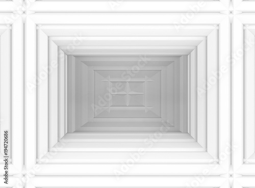 3d rendering. abstract white rectangle frame wall background.