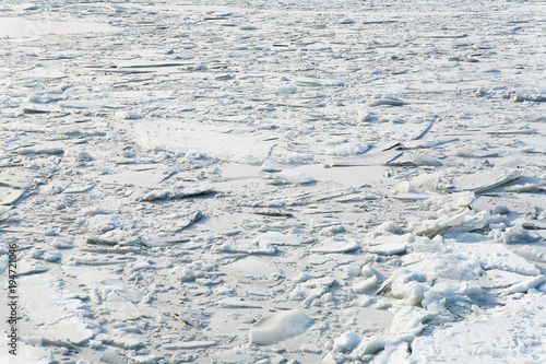 Cracked ice on the river.