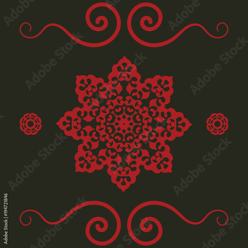 Mandala pattern In red Color. Vintage decorative Hand drawn element. Islamic, Arabian, Persian, Indian, Ottoman motifs for printing on fabric or paper