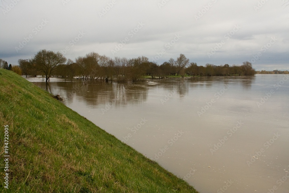 The Loire in flood in winter. The Loire in flood in winter.