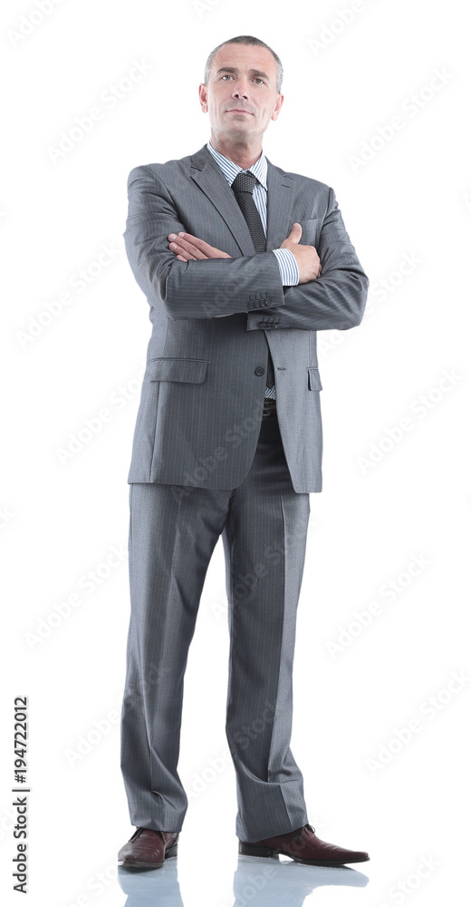 Mature business man arms folded isolated on white. Mature business man arms folded isolated on white.