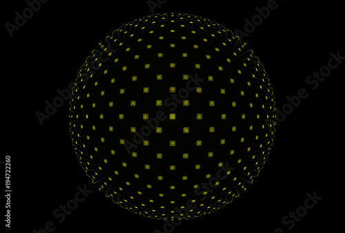 Bright abstract fractal yellow magic ball of fantasy, Fractal magic ball Fantasy © danlersk