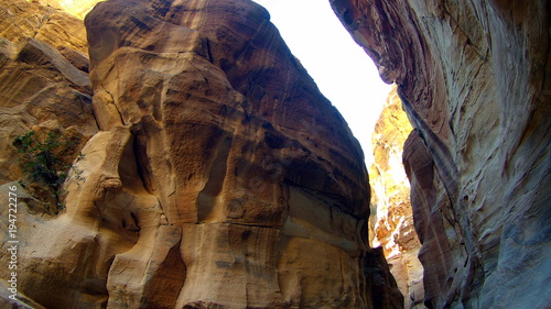 Long curved yellow bent narrow canyon