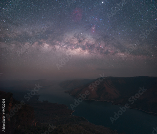 Milky way over the river, Thailand photo