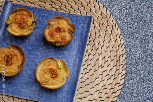 Close up Homemade    Taro Custard in Taro Toast Tarts. (selective Focus) photo