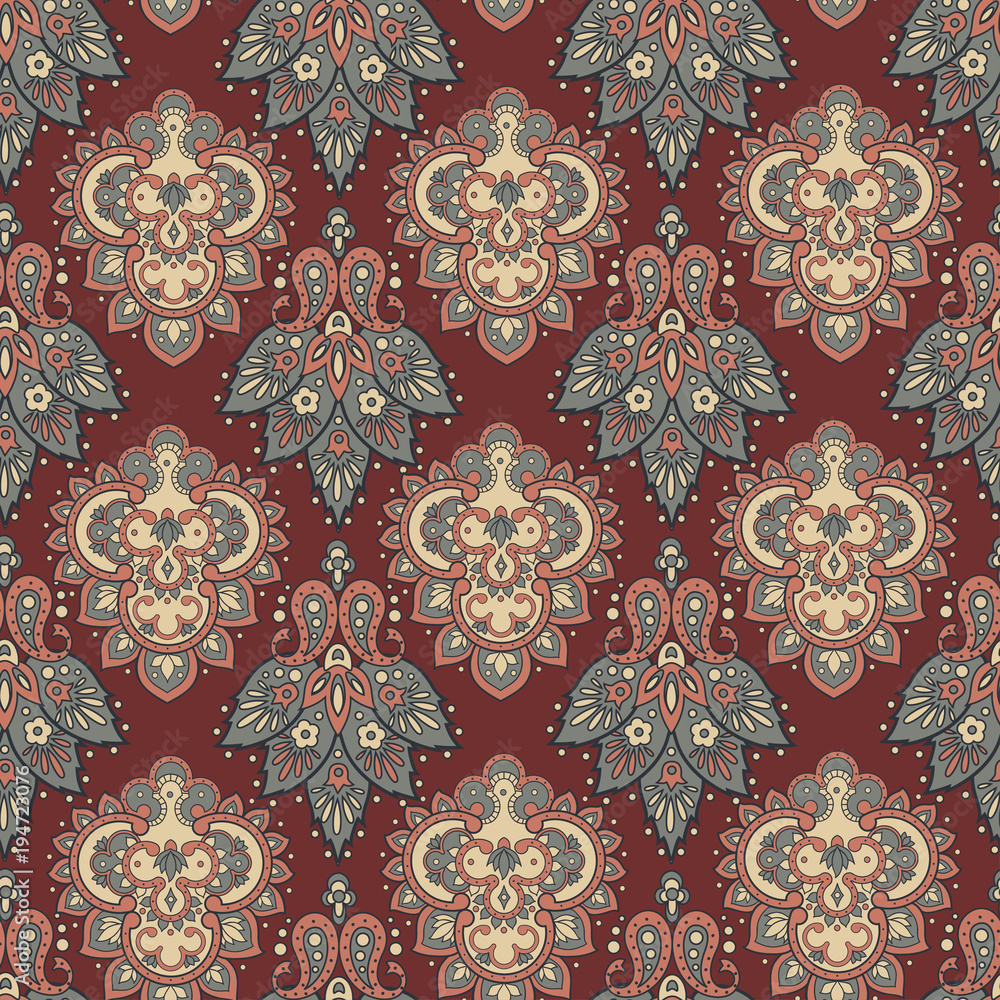 folkloric flowers seamless pattern. ethnic floral vector ornament