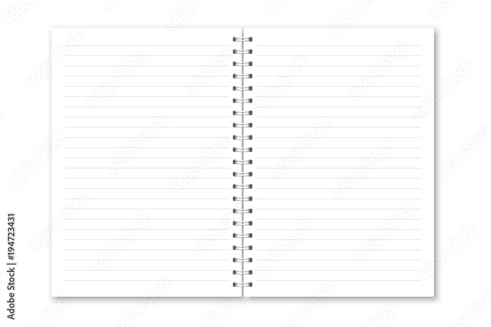 Vector realistic opened notebook. Vector realistic opened notebook.
