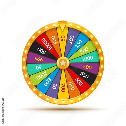 Wheel Of Fortune lottery luck illustration. Casino game of chance. Win fortune roulette. Gamble chance leisure
