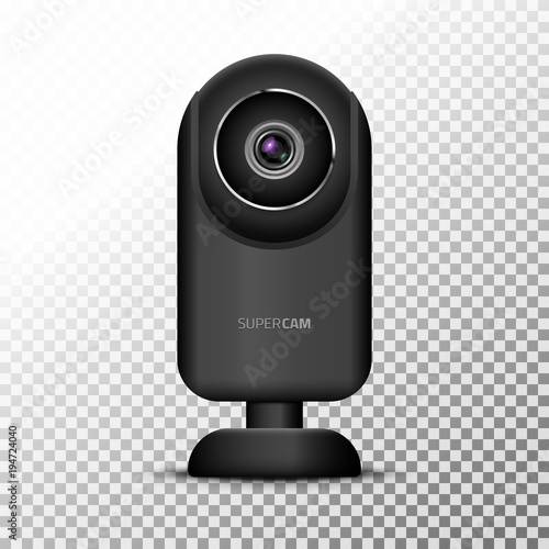 Realistic computer web camera isolated. Video camera technology digital illustration. Webcam device