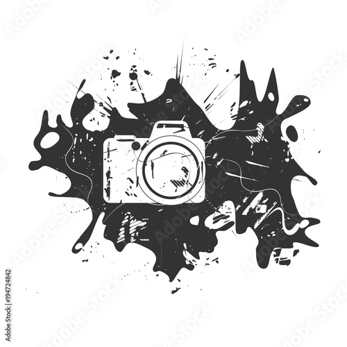 Photo camera. Grunge vector illustration