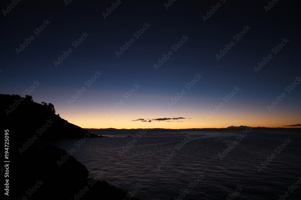Sunset on an Island in Lake Titicaca Peru