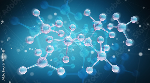 Modern digital molecule structure 3D rendering