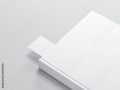 White book with Bookmark Mockup