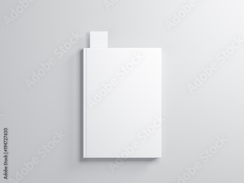 White book with Bookmark Mockup on gray background
