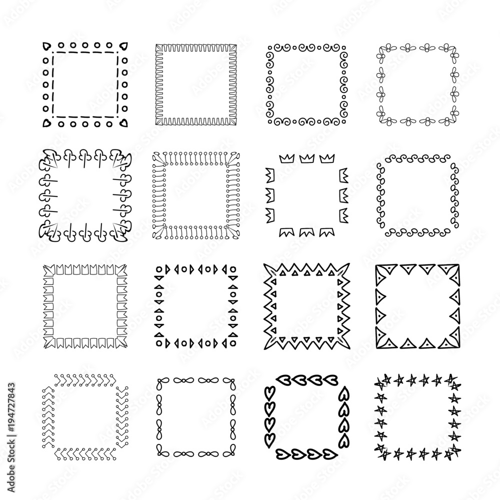 Collection of handdrawn frames. Unique frames for your design. Vector frames. Collection of handdrawn frames. Unique frames for your design. Vector frames.