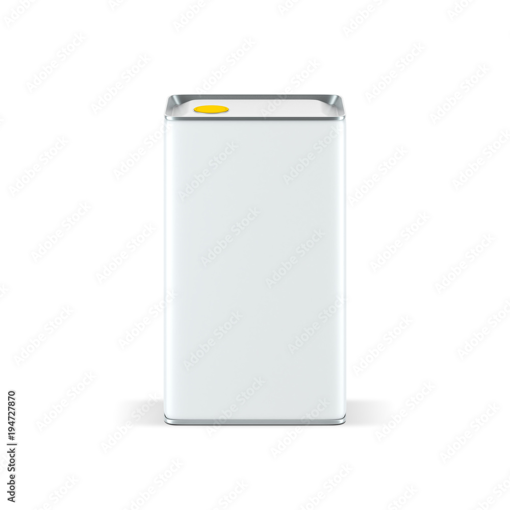White Metal Square Tin can mockup for olive oil. Packaging for Tea or coffee White Metal Square Tin can mockup for olive oil. Packaging for Tea or coffee