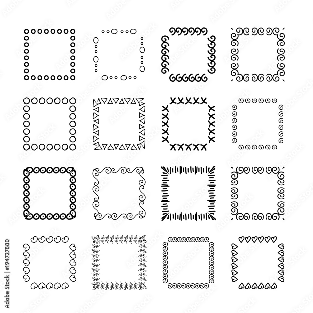 Collection of handdrawn frames. Unique frames for your design. Vector frames. Collection of handdrawn frames. Unique frames for your design. Vector frames.