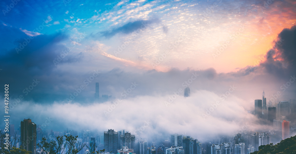 Fototapeta premium Hong Kong City in Misty Season