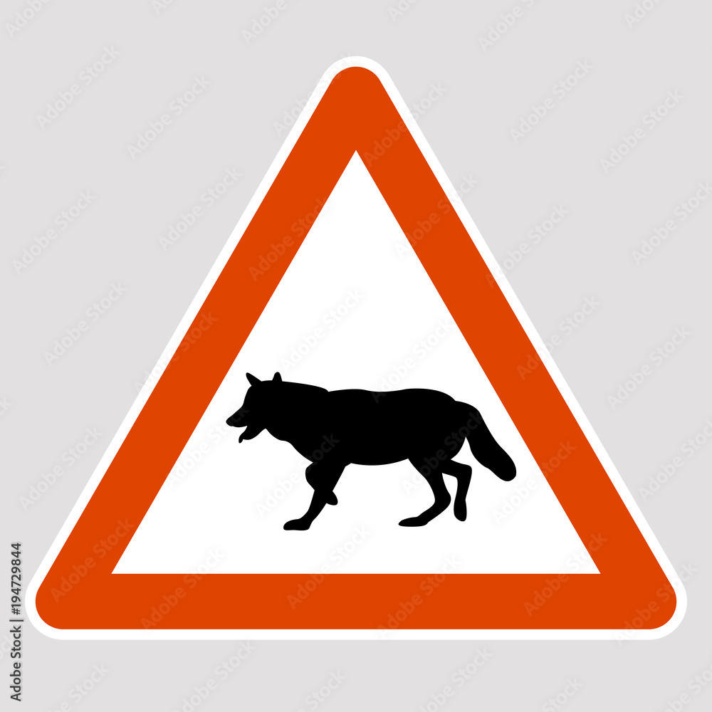 wolf black silhouette road sign vector illustration wolf black silhouette road sign vector illustration