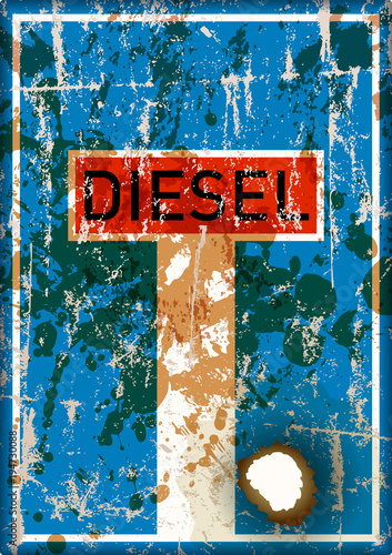 ban on diesel cars in german cities, grungy german dead end sign, danger of air pollution, vector