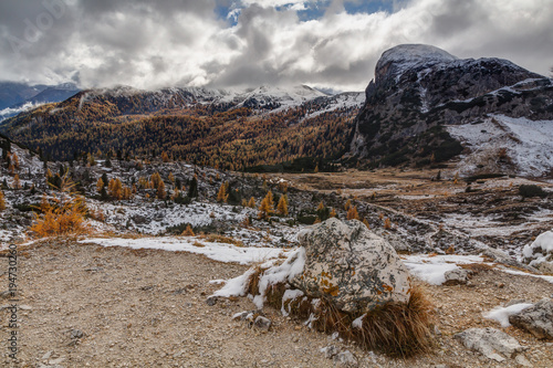 Dolomitic background from Passo Valparola, Dolomites, photo