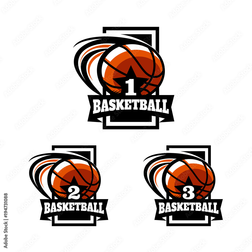 Basketball Number Badge Logo