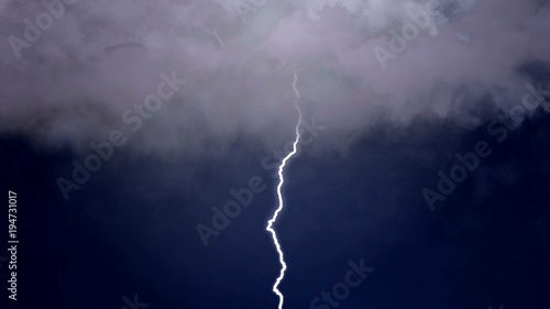 Destructive power of nature, beautiful lightning in the night sky, climate