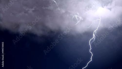 Natural wonders, amazing view of electric firebolt strikes from clouds to ground