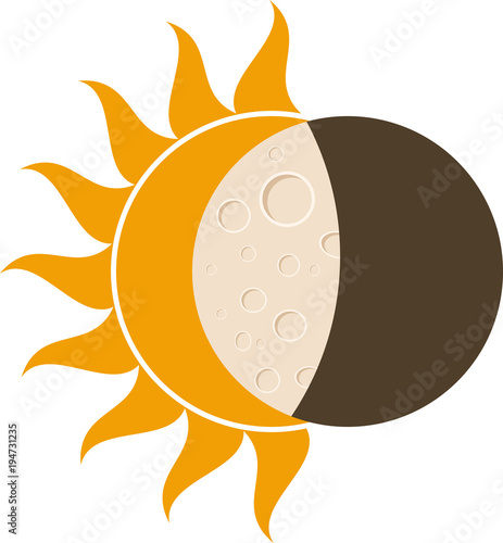 Total solar eclipse, Moon and Sun vector illustration for web and mobile design