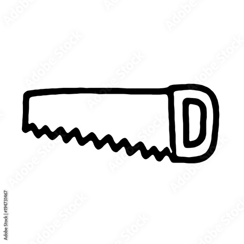 hand drawn saw. vector and illustration