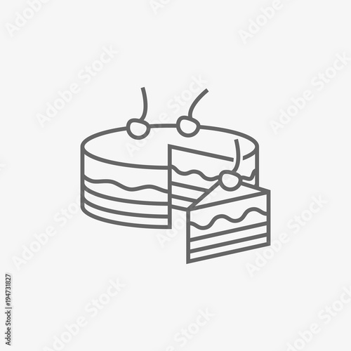 cake with cherry vector icon