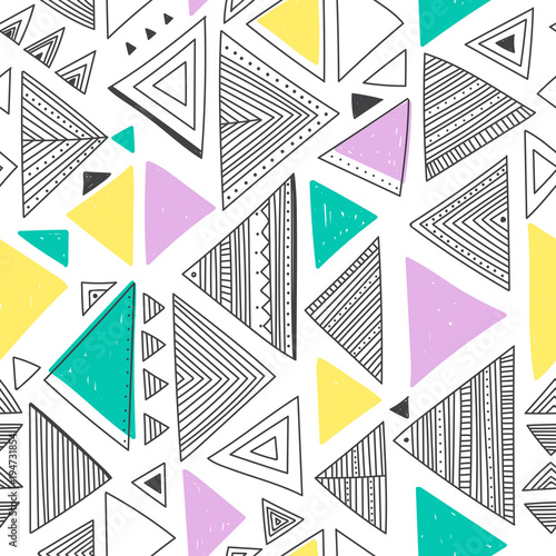 Vector seamless pattern with ethnic tribal boho triangles