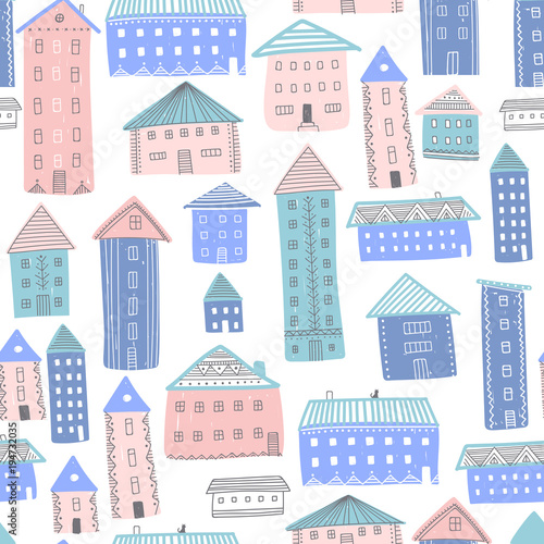 Houses seamless pattern